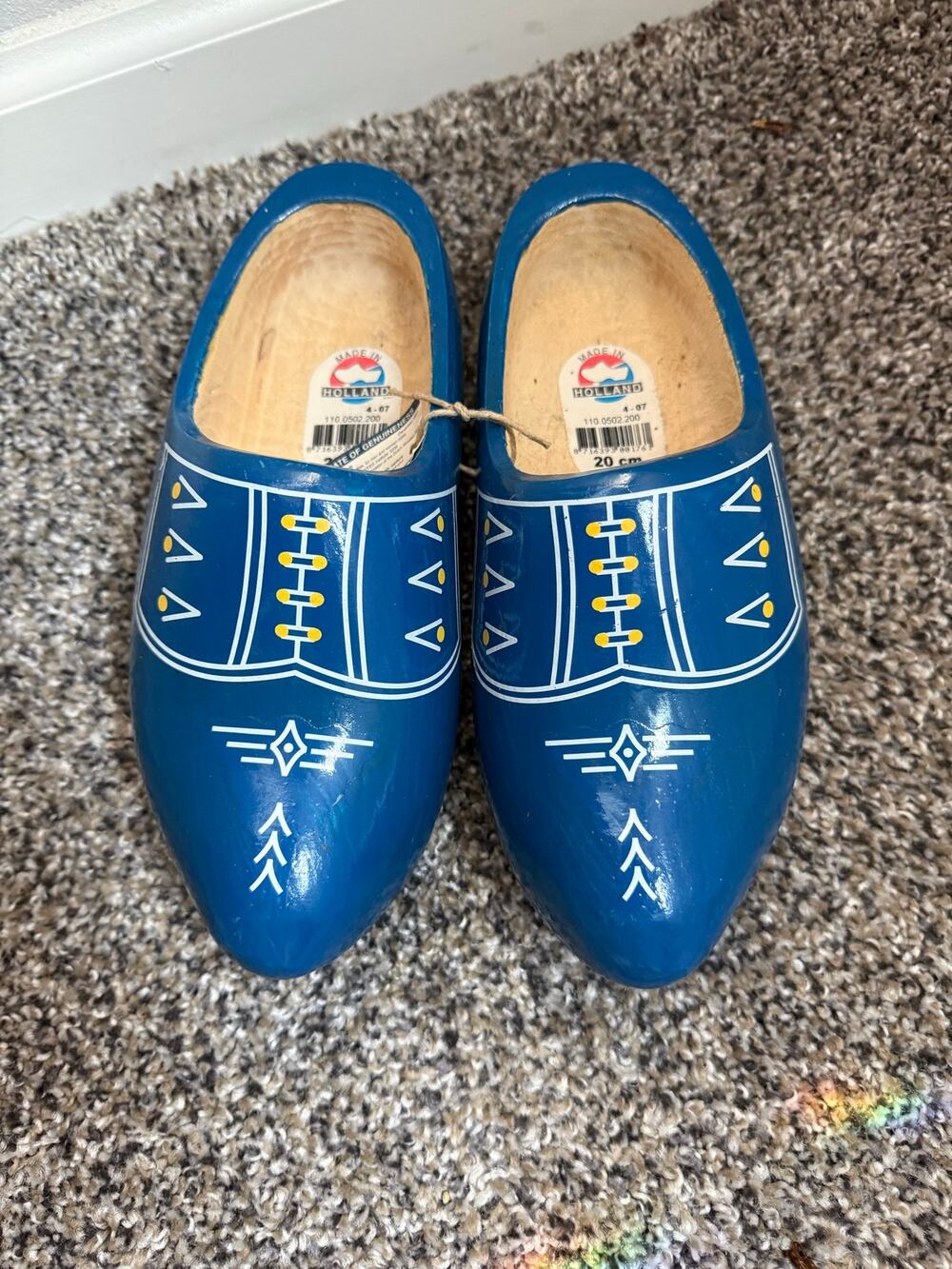 Vintage Dutch Wooden Clogs – Hand Painted Blue Klompen (Made in Holland, 20 cm)